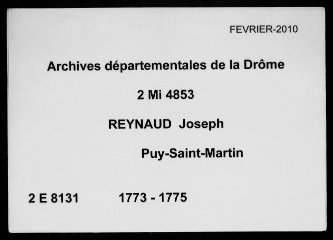 7 février 1773-25 février 1775