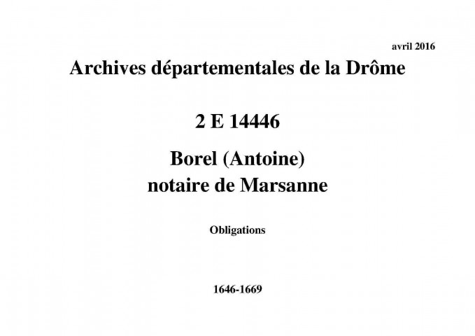 Obligations (1646-1669).