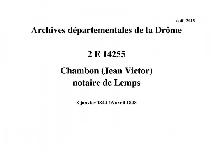 8 janvier 1844-16 avril 1848