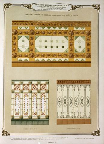 Catalogue de 1921 de revêtements céramiques, Boulenger et Cie, provenant des Archives communales de Saint-Uze.