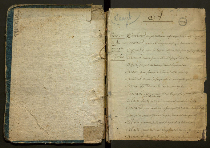 Tables alphabétiques par registre (1813-1828).