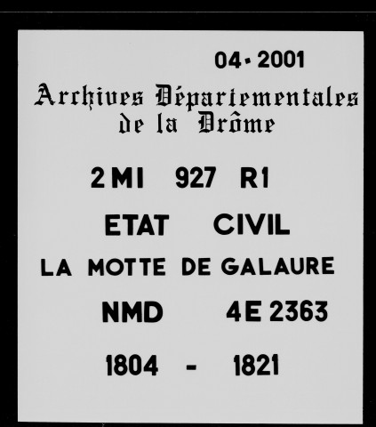 Publications de mariages (an XII-1821).