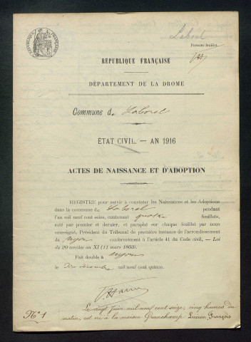 Naissances (1916-1924).