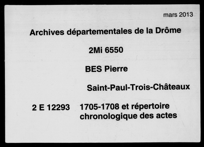 5 août 1705-20 septembre 1707