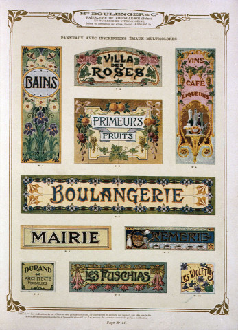 Catalogue de 1921 de revêtements céramiques, Boulenger et Cie, provenant des Archives communales de Saint-Uze.