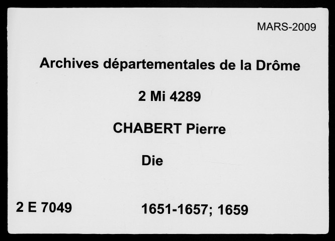 15 janvier 1651-mars 1657