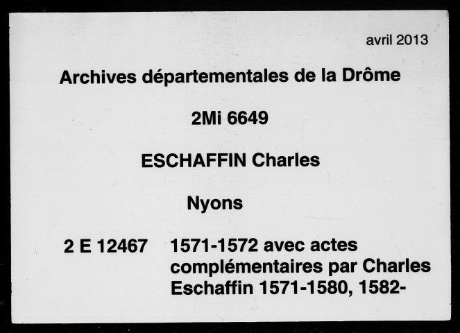 Notes brèves (1er janvier-31 décembre 1571).