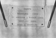 27. Brigade de Dieulefit. Nature de la commémoration : stèle. Lieu : Comps, salle de la mairie. Nombre de victimes, emprisonnées : 1. Circonstances : incarcérée au Fort Montluc le 25 avril 1944, décédée le 23 juillet 1944.