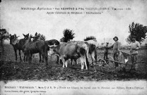 Valence.- Carte postale publicitaire de matériel agricole "Brabant Universala" en vente chez Me Agirond, 1 rue du Commerce.