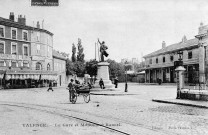 La gare et le monument de Désiré Bancel.