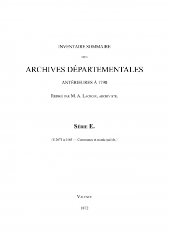 Archives départementales de la Drôme, série E (cotes E 2671 à E 4165).