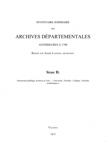 Archives départementales de la Drôme, série D