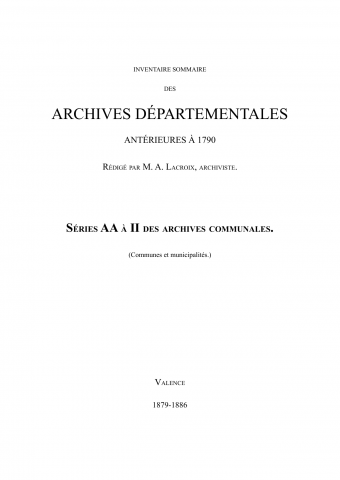 Archives départementales de la Drôme. Séries AA à II (archives communales).