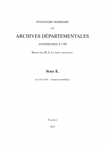 Archives départementales de la Drôme, série E (cotes E 2119 à E 2670).
